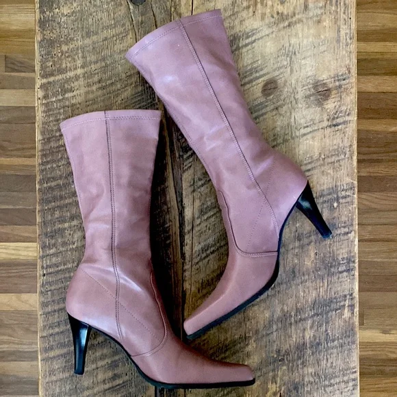 Franco Sarto Rosa Marmo Faux Leather Heeled Boots - Size 7 - Picture 3 of 16